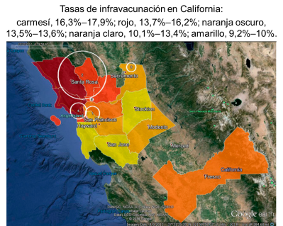 tasas infravacunacion california